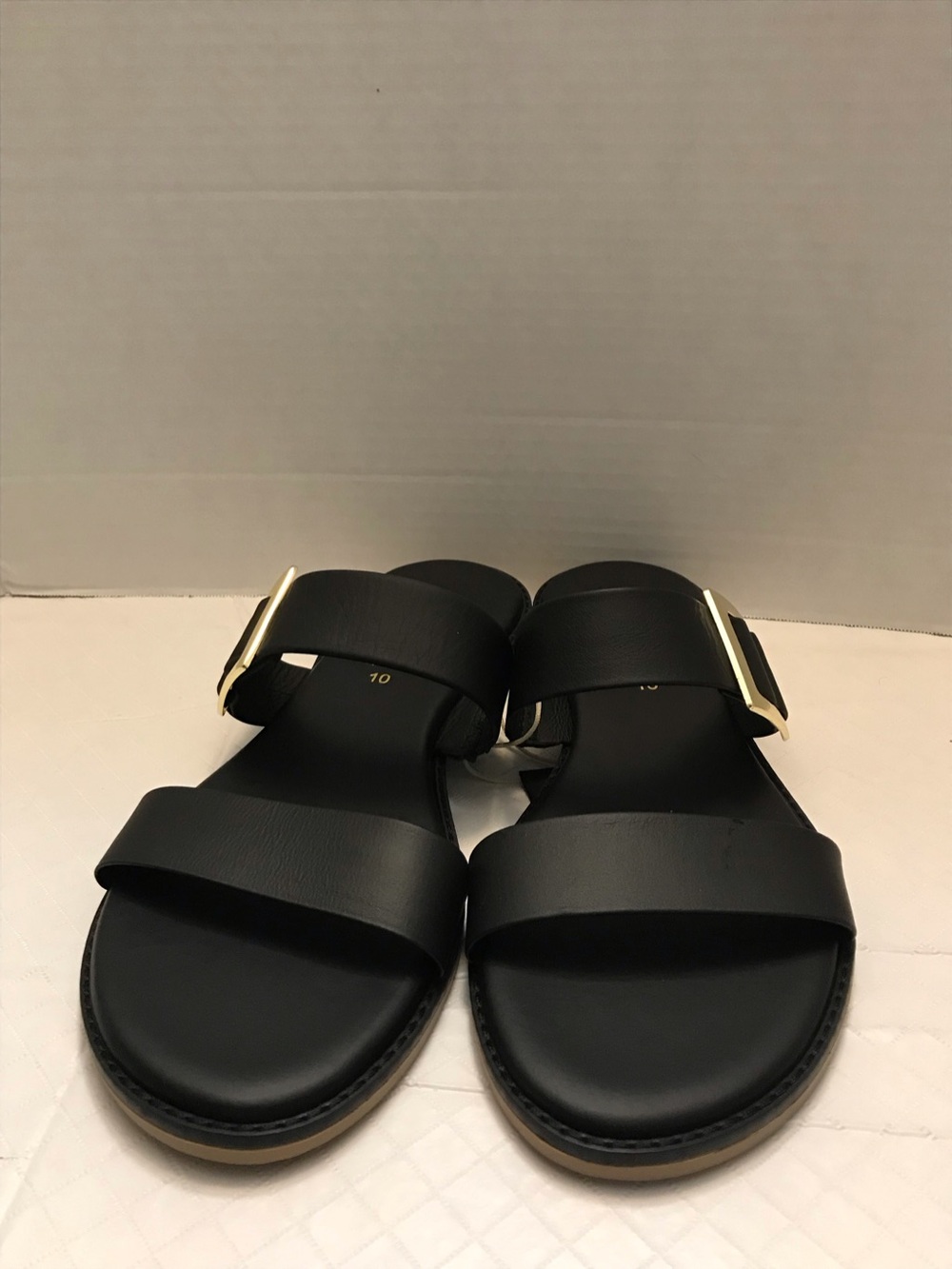 Anna capri Classic Black Buckle Slide Sandals - Women